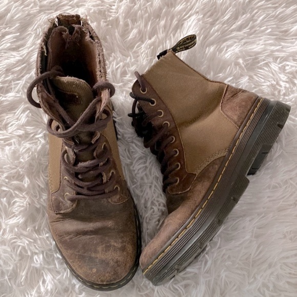 Dr Marten canvas and leather lace up boots - Picture 2 of 13